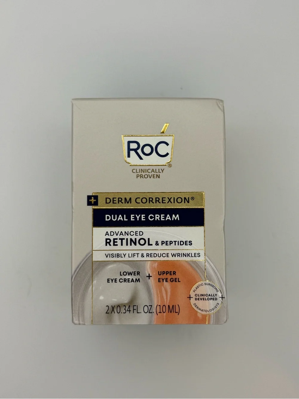 RoC Derm Correxion Dual Eye Cream Retinol & Peptides 2-in-1 Eye Treatment NEW